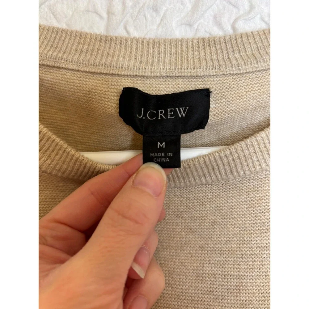 J. Crew Men's Crew Neck Sweater Beige Red Navy Stripe Size‎ Medium